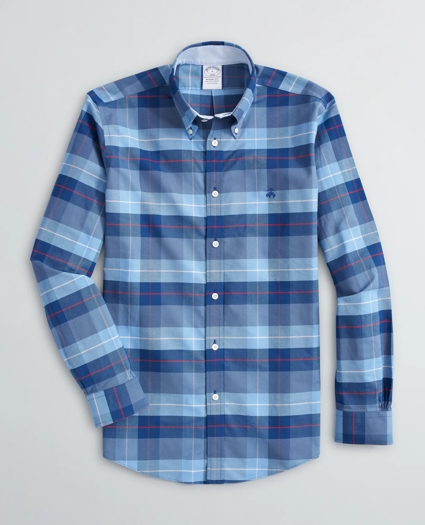 Stretch Regent Regular-Fit Sport Shirt, Non-Iron Plaid Oxford, image 1