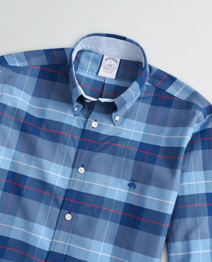 Stretch Regent Regular-Fit Sport Shirt, Non-Iron Plaid Oxford, image 2