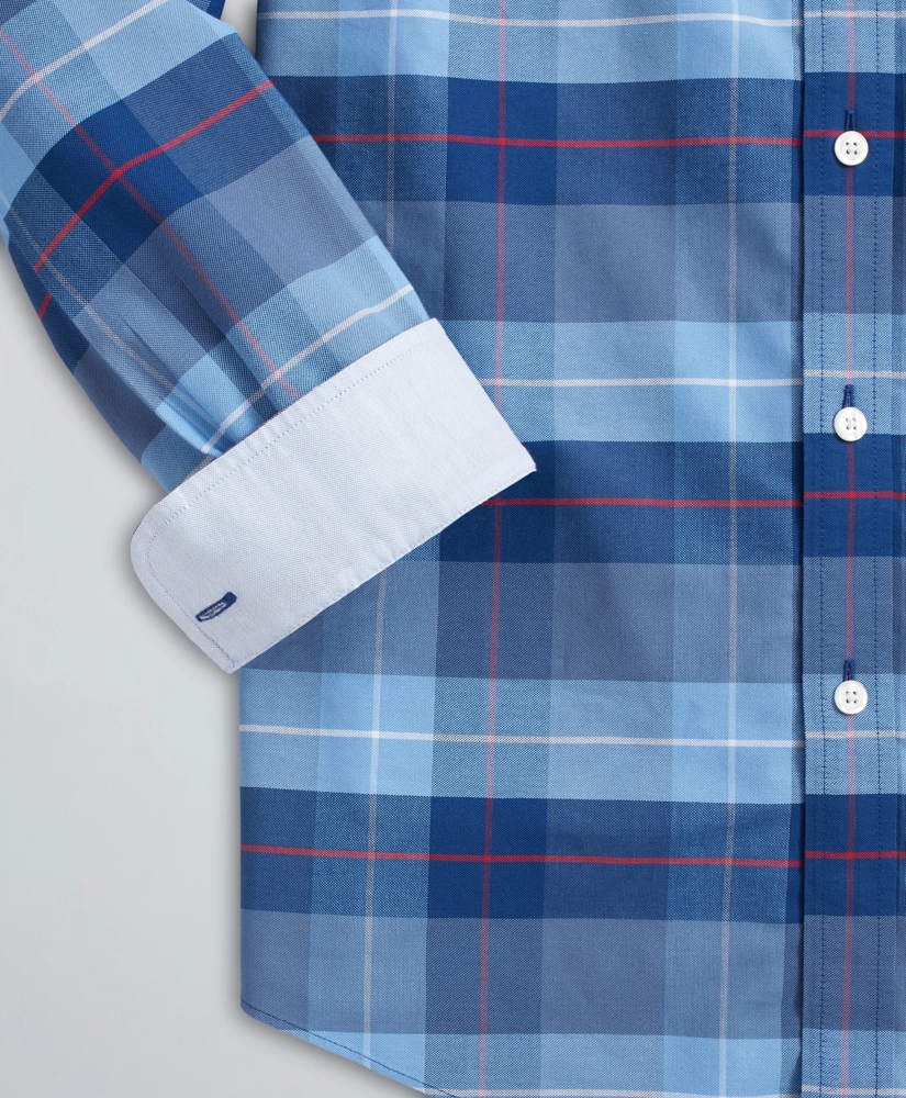 Stretch Regent Regular-Fit Sport Shirt, Non-Iron Plaid Oxford, image 3