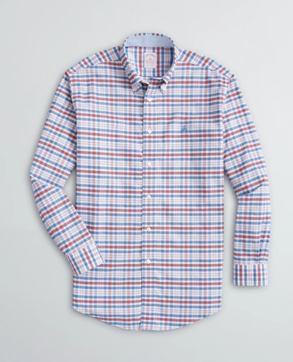 Stretch Madison Relaxed-Fit Sport Shirt, Non-Iron Gingham Oxford, image 1