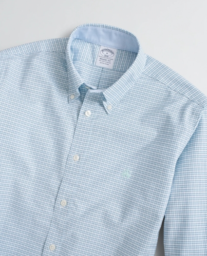 Stretch Regent Regular-Fit Sport Shirt, Non-Iron Mini Gingham Oxford, image 2