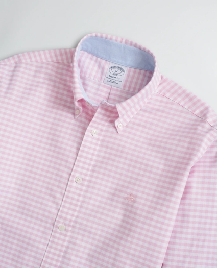 Stretch Regent Regular-Fit Sport Shirt, Non-Iron Gingham Oxford, image 2