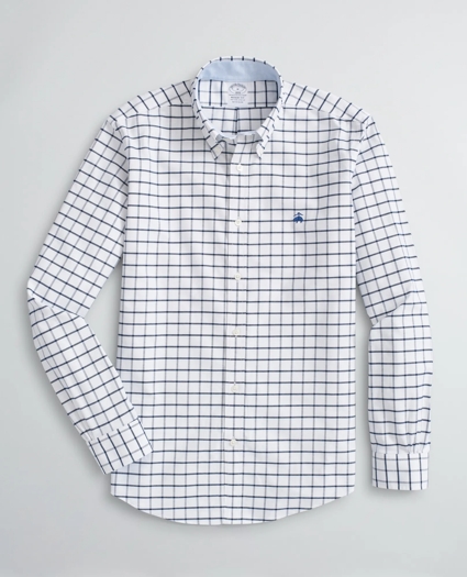 Stretch Regent Regular-Fit Sport Shirt, Non-Iron Windowpane Oxford, image 1