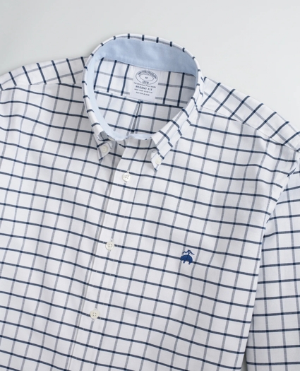 Stretch Regent Regular-Fit Sport Shirt, Non-Iron Windowpane Oxford, image 2