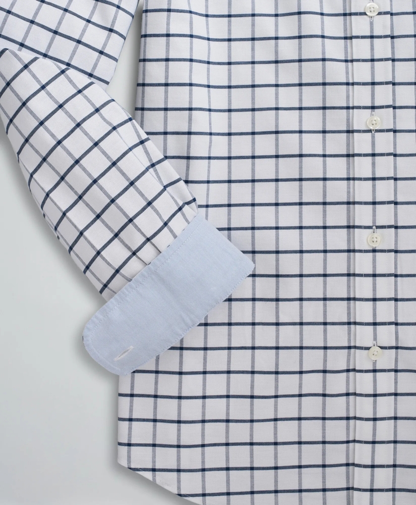 Stretch Regent Regular-Fit Sport Shirt, Non-Iron Windowpane Oxford, image 3