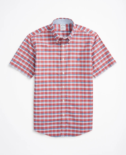 Stretch Regent Regular-Fit Short-Sleeve Sport Shirt, Non-Iron Checked Oxford, image 1