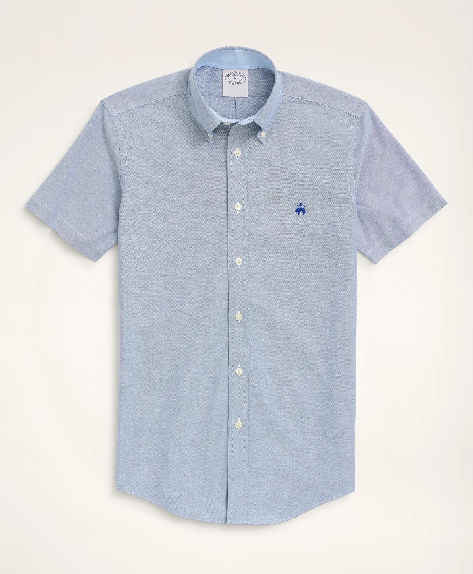 Stretch Non-Iron Oxford Button-Down Collar Short-Sleeve Sport Shirt, image 1