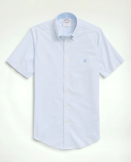 Stretch Non-Iron Oxford Button-Down Collar, Bengal Stripe Short- Sleeve Sport Shirt, image 1