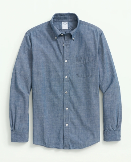 Cotton Chambray Button-Down Collar Sport Shirt, image 1