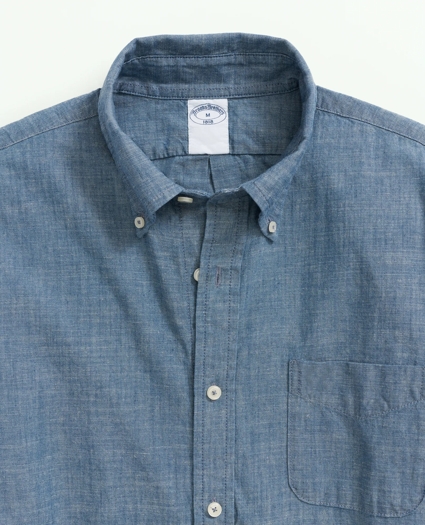 Cotton Chambray Button-Down Collar Sport Shirt, image 2