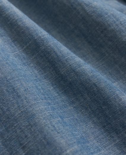 Cotton Chambray Button-Down Collar Sport Shirt, image 3