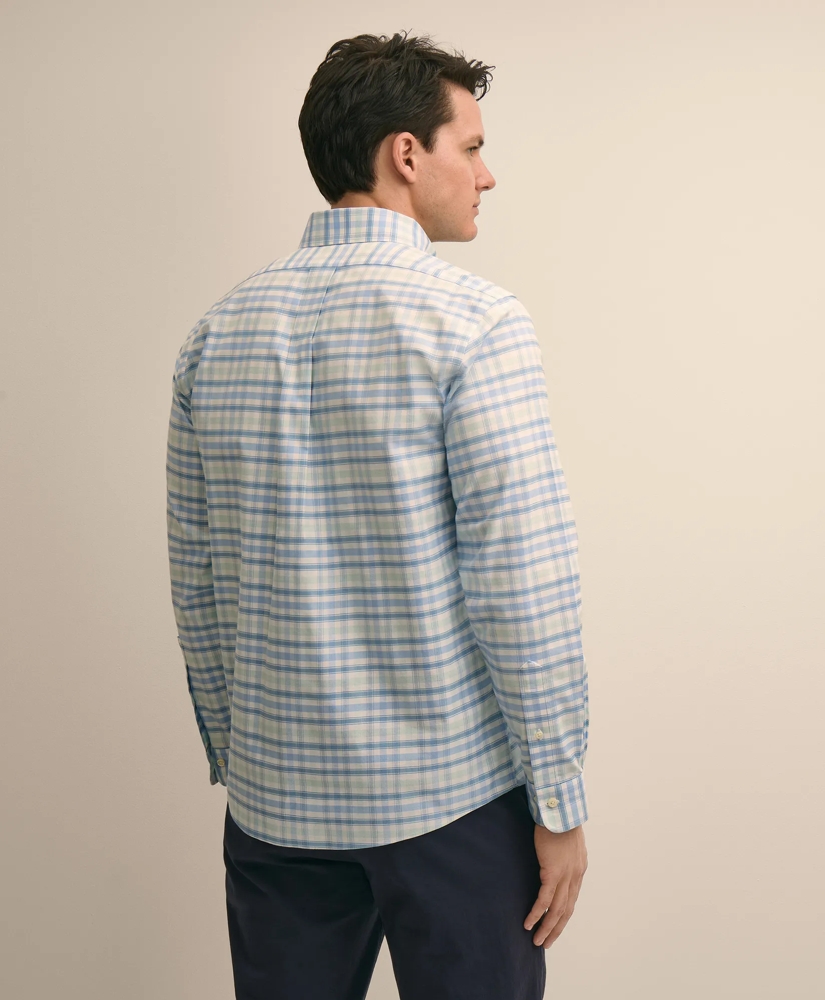 Stretch Cotton Non-Iron Oxford Polo Button Down, Plaid Sport Shirt, image 4