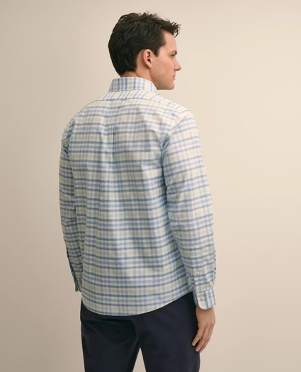 Stretch Cotton Non-Iron Oxford Polo Button Down, Plaid Sport Shirt, image 4