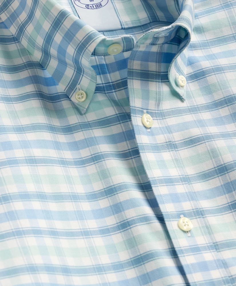 Stretch Cotton Non-Iron Oxford Polo Button Down, Plaid Sport Shirt, image 5