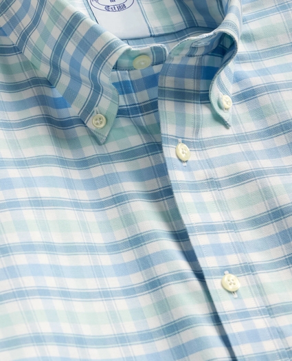 Stretch Cotton Non-Iron Oxford Polo Button Down, Plaid Sport Shirt, image 5