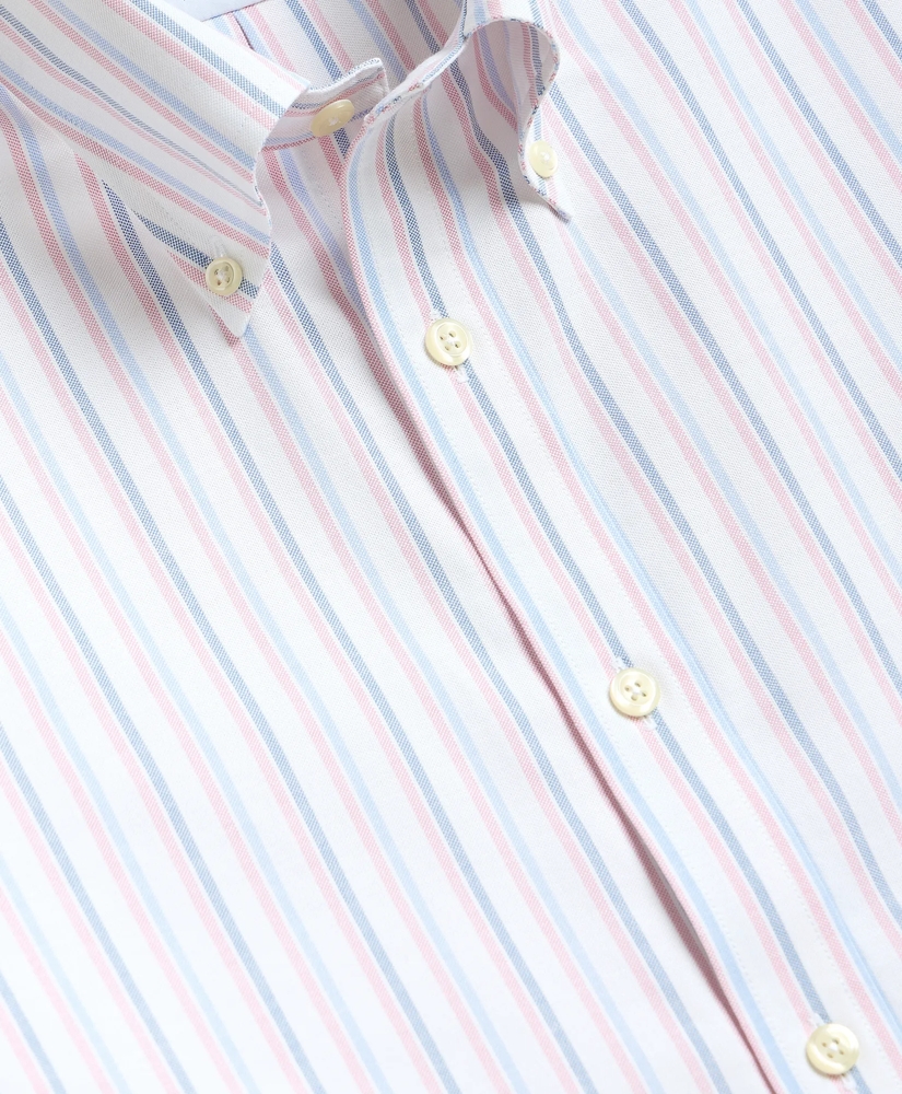 Stretch Cotton Non-Iron Oxford Polo Button Down, Double-Stripe Short Sleeve Sport Shirt, image 5