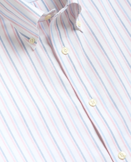 Stretch Cotton Non-Iron Oxford Polo Button Down, Double-Stripe Short Sleeve Sport Shirt, image 5