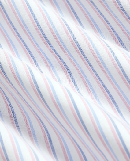 Stretch Cotton Non-Iron Oxford Polo Button Down, Double-Stripe Short Sleeve Sport Shirt, image 6