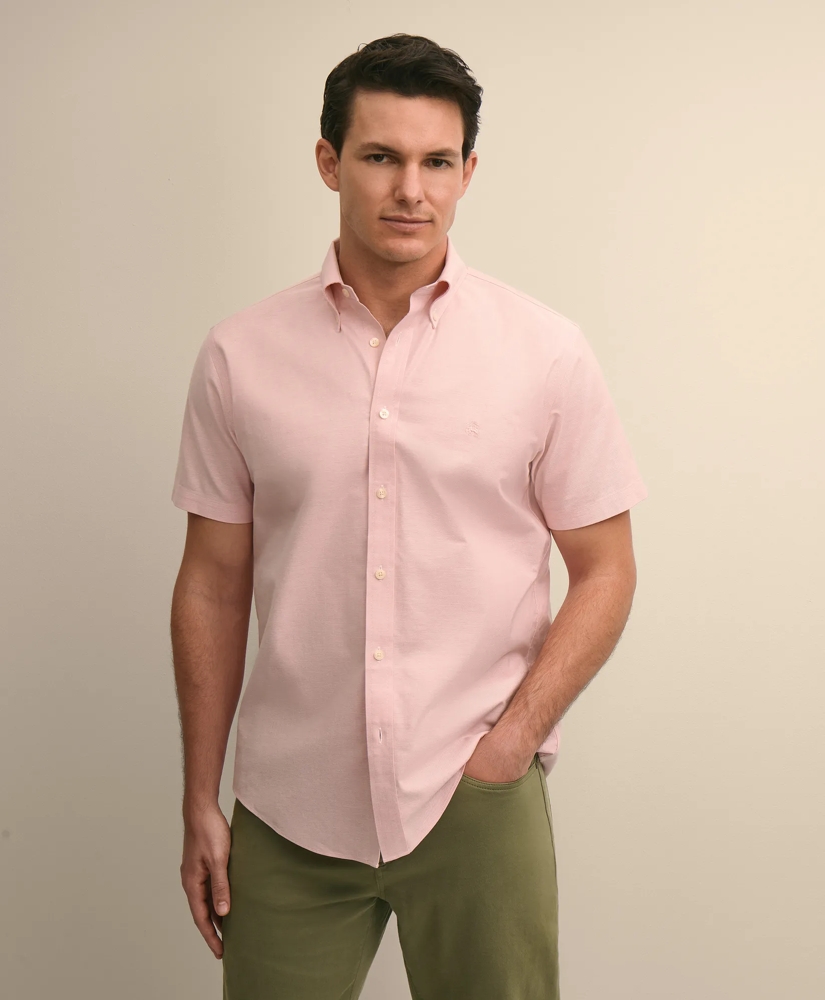 Stretch Cotton Non-iron Oxford Polo Button Down, Short Sleeve Sport Shirt, image 1