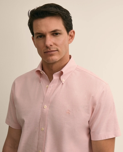 Stretch Cotton Non-iron Oxford Polo Button Down, Short Sleeve Sport Shirt, image 2