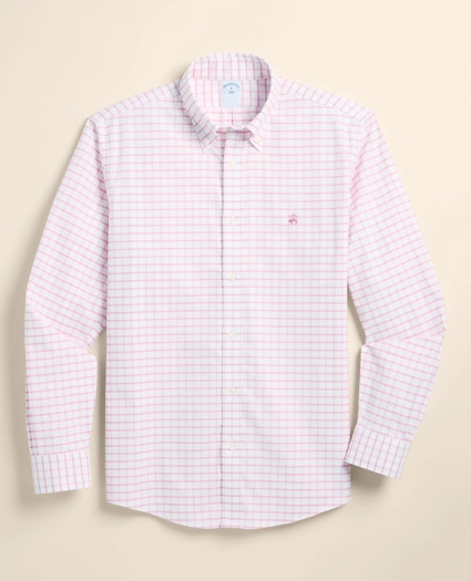 Stretch Cotton Non-Iron Oxford Polo Button Down, Windowpane Sport Shirt, image 1