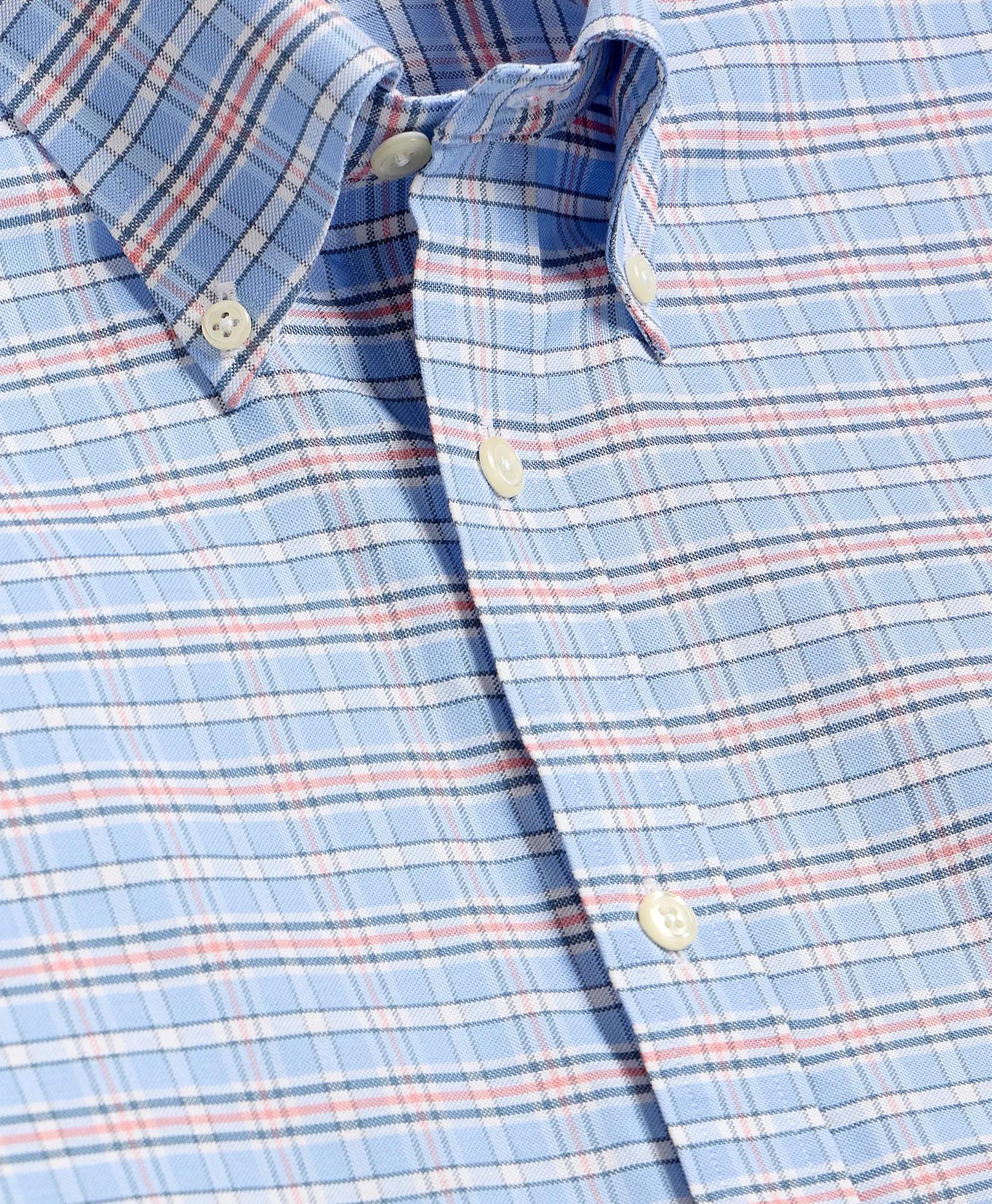 Stretch Non-Iron Cotton-Oxford Polo Button-Down, Check Sport Shirt, image 2