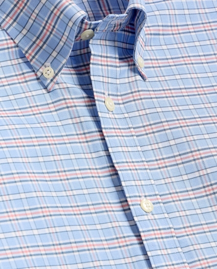 Stretch Non-Iron Cotton-Oxford Polo Button-Down, Check Sport Shirt, image 2