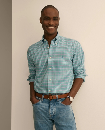 Stretch Cotton Non-Iron Oxford Polo Button Down Sport Shirt, image 1