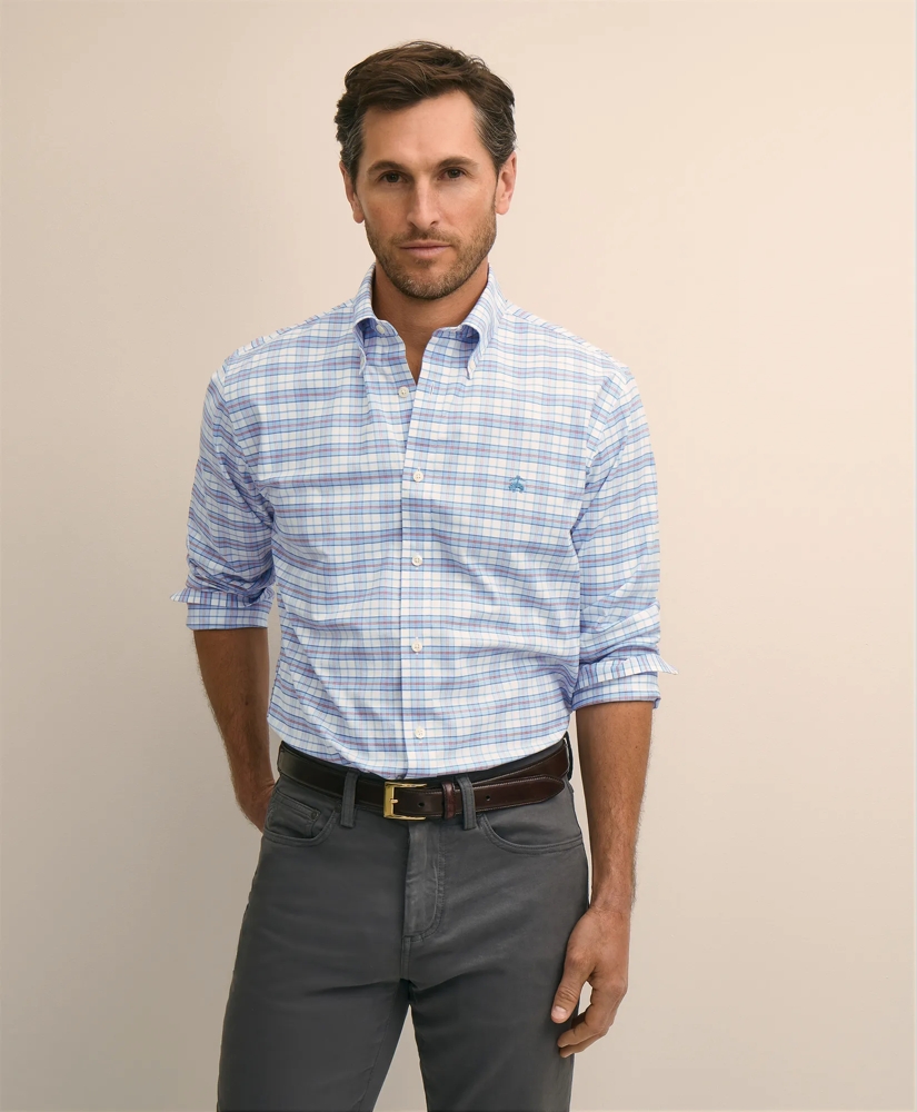 Stretch Cotton Non-Iron Oxford Polo Button Down Sport Shirt, image 1