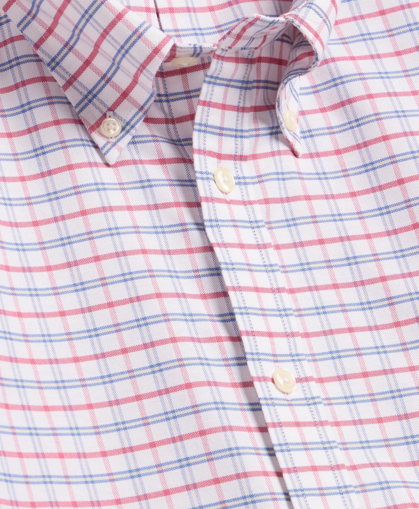 Stretch Cotton Non-Iron Oxford Polo Button Down, Windowpane Sport Shirt, image 2