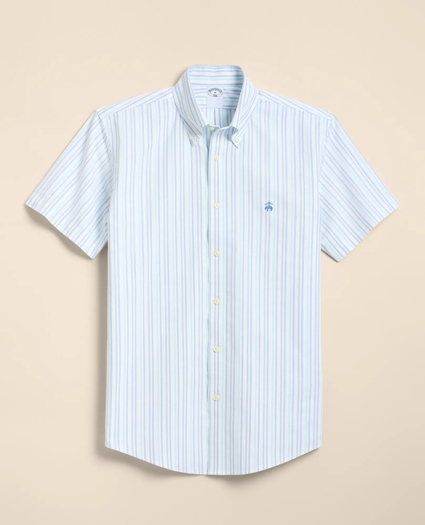 Stretch Non-Iron Cotton-Oxford Polo Button-Down, Short-Sleeve Check Sport Shirt, image 1