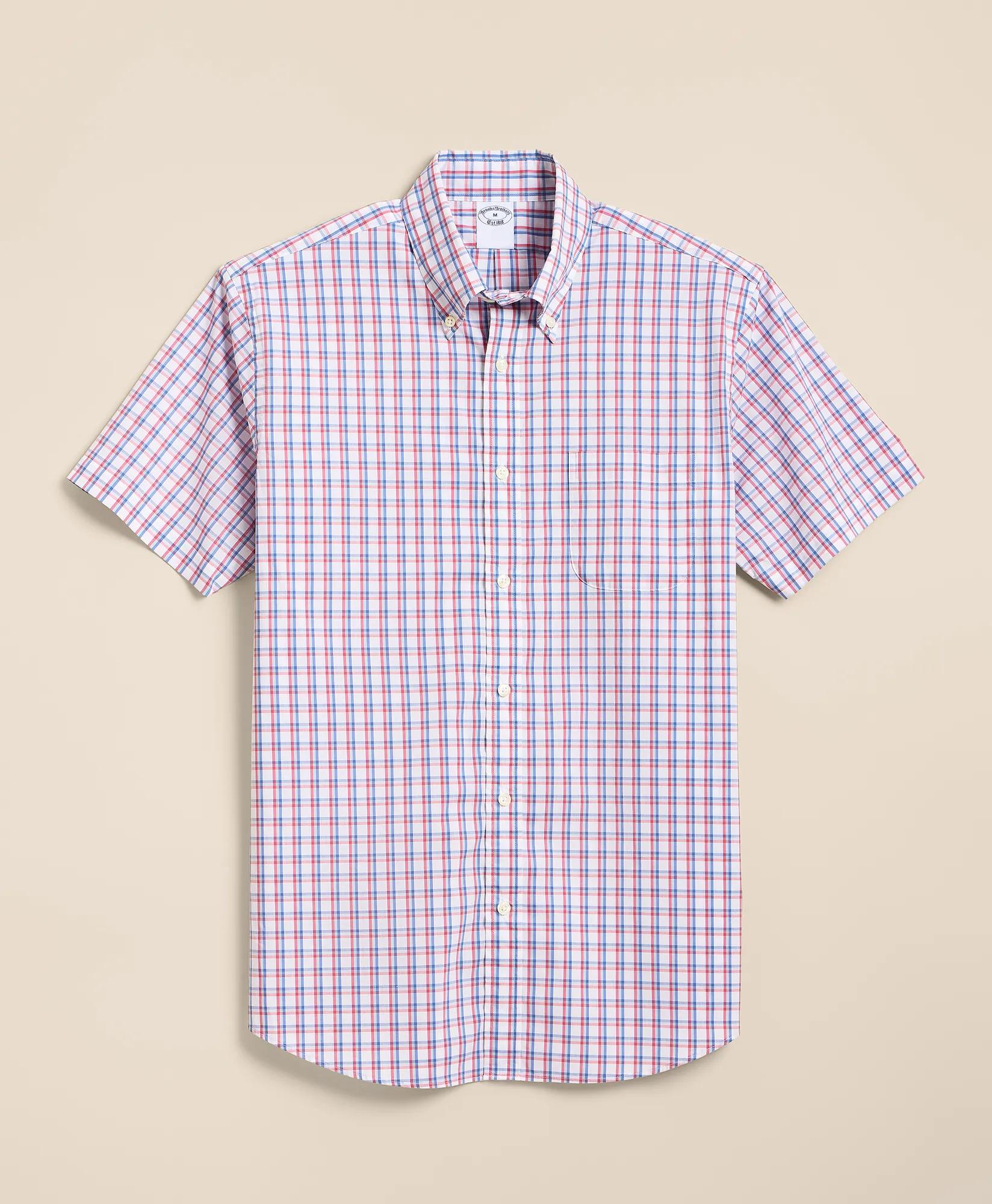 Performance Series Stretch Polo Button-Down Collar, Check Sport Shirt, image 1