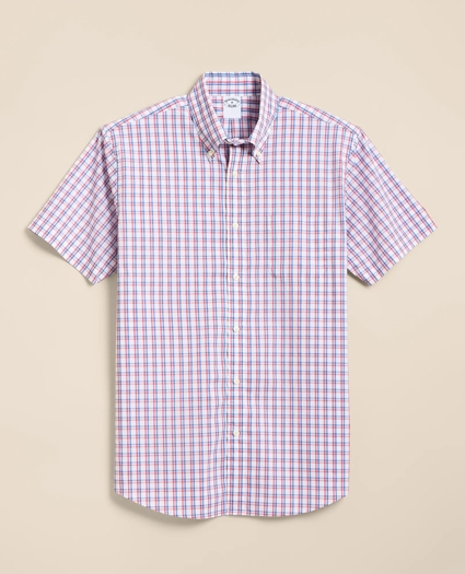 Performance Series Stretch Polo Button-Down Collar, Check Sport Shirt, image 1