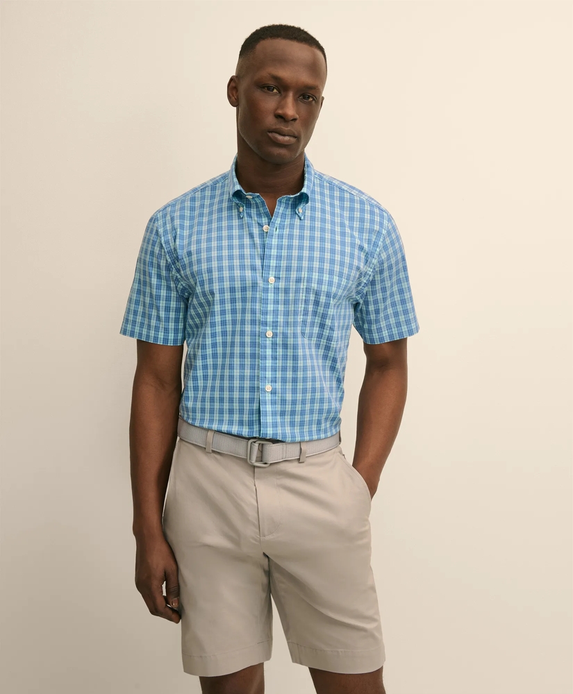 Performance Series Stretch Polo Button-Down Collar, Tartan Sport Shirt, image 1