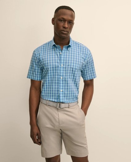 Performance Series Stretch Polo Button-Down Collar, Tartan Sport Shirt, image 1