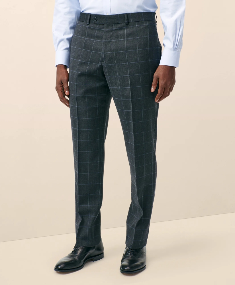 Classic-Fit Stretch Wool Blend Windowpane Suit Pants, image 2