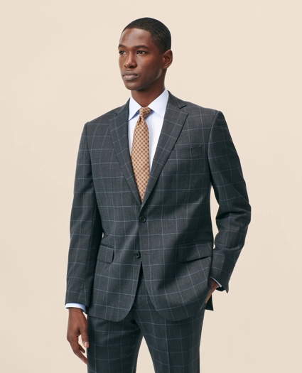 Classic-Fit Stretch Wool Blend Windowpane Suit Jacket, image 1