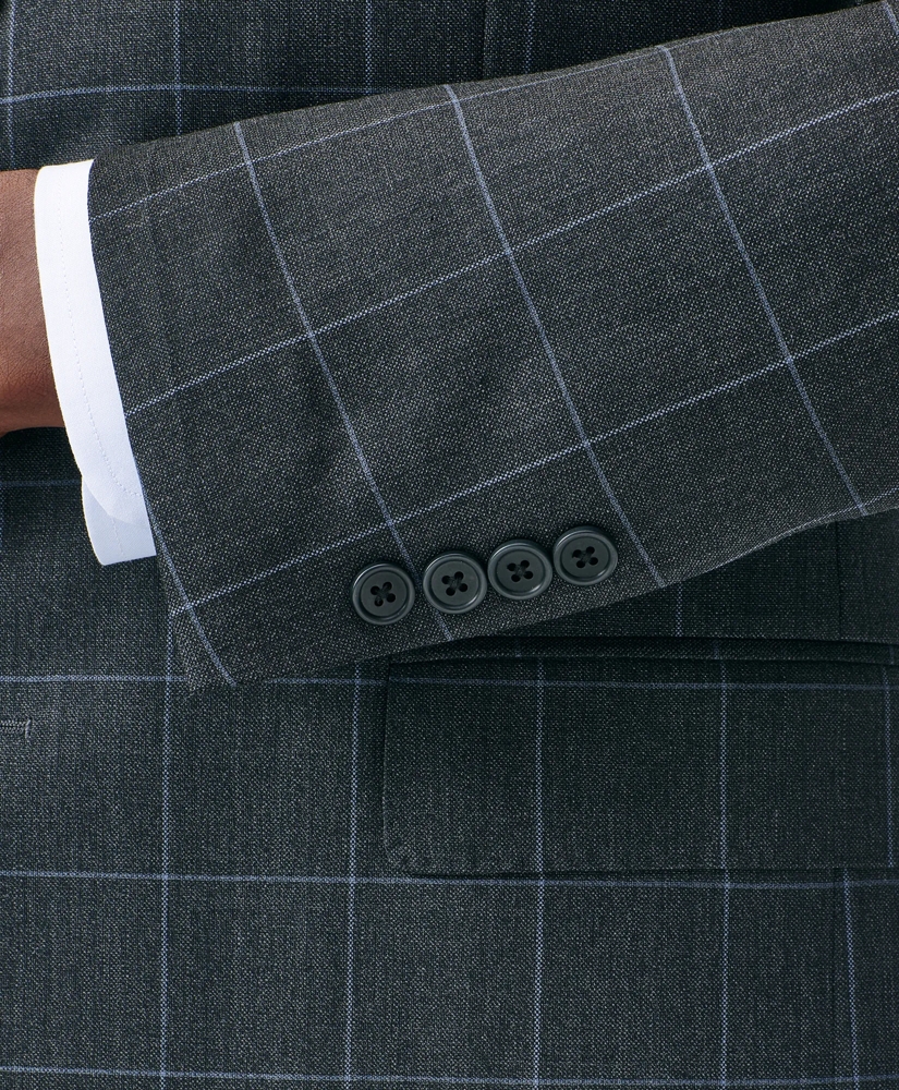Classic-Fit Stretch Wool Blend Windowpane Suit Jacket, image 4