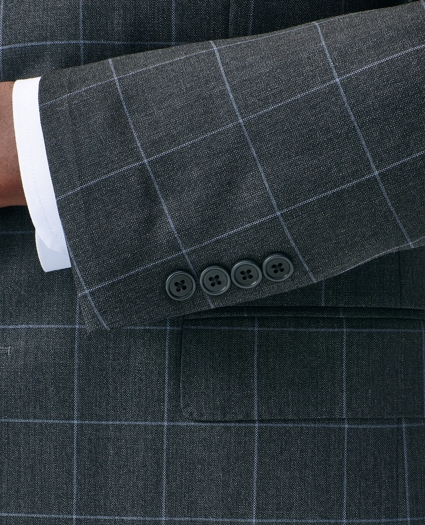 Classic-Fit Stretch Wool Blend Windowpane Suit Jacket, image 4