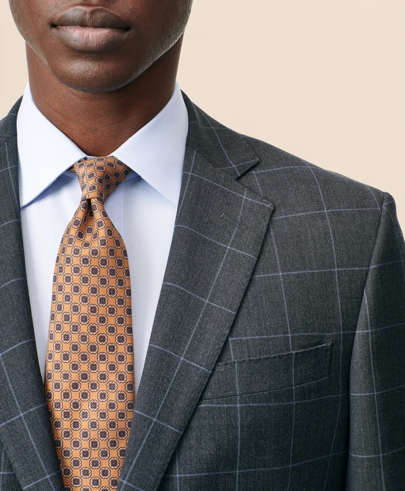 Classic-Fit Stretch Wool Blend Windowpane Suit Jacket, image 5