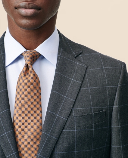 Classic-Fit Stretch Wool Blend Windowpane Suit Jacket, image 5