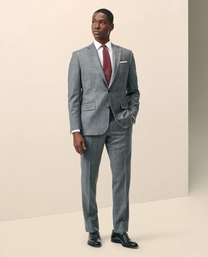 Classic-Fit Stretch Wool Blend Check Suit Pants, image 1