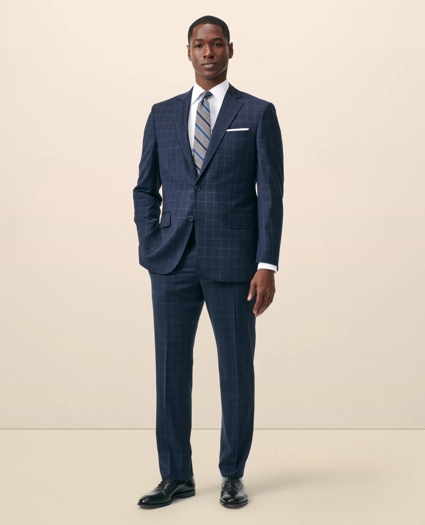 Classic-Fit Stretch Wool Blend Windowpane Suit Jacket, image 1