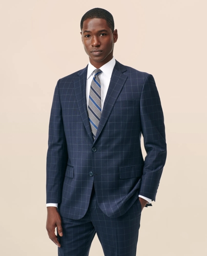 Classic-Fit Stretch Wool Blend Windowpane Suit Jacket, image 2