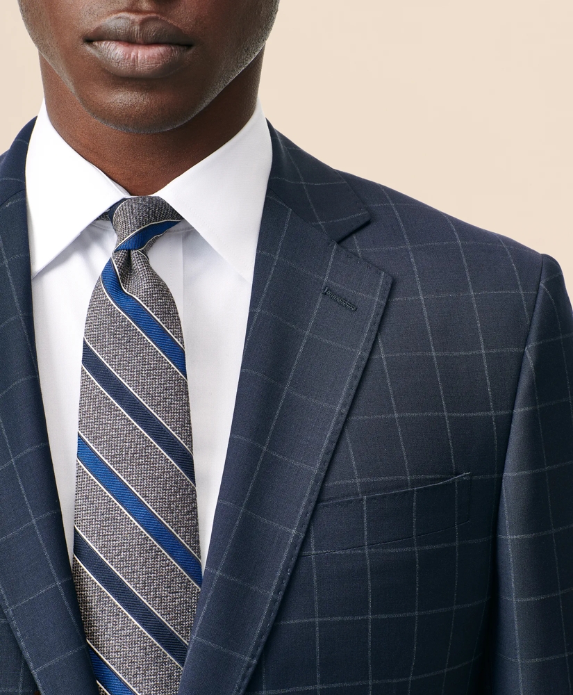 Classic-Fit Stretch Wool Blend Windowpane Suit Jacket, image 3