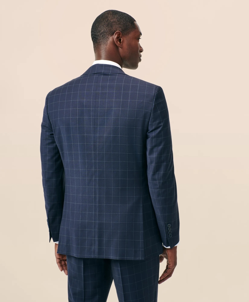 Classic-Fit Stretch Wool Blend Windowpane Suit Jacket, image 4