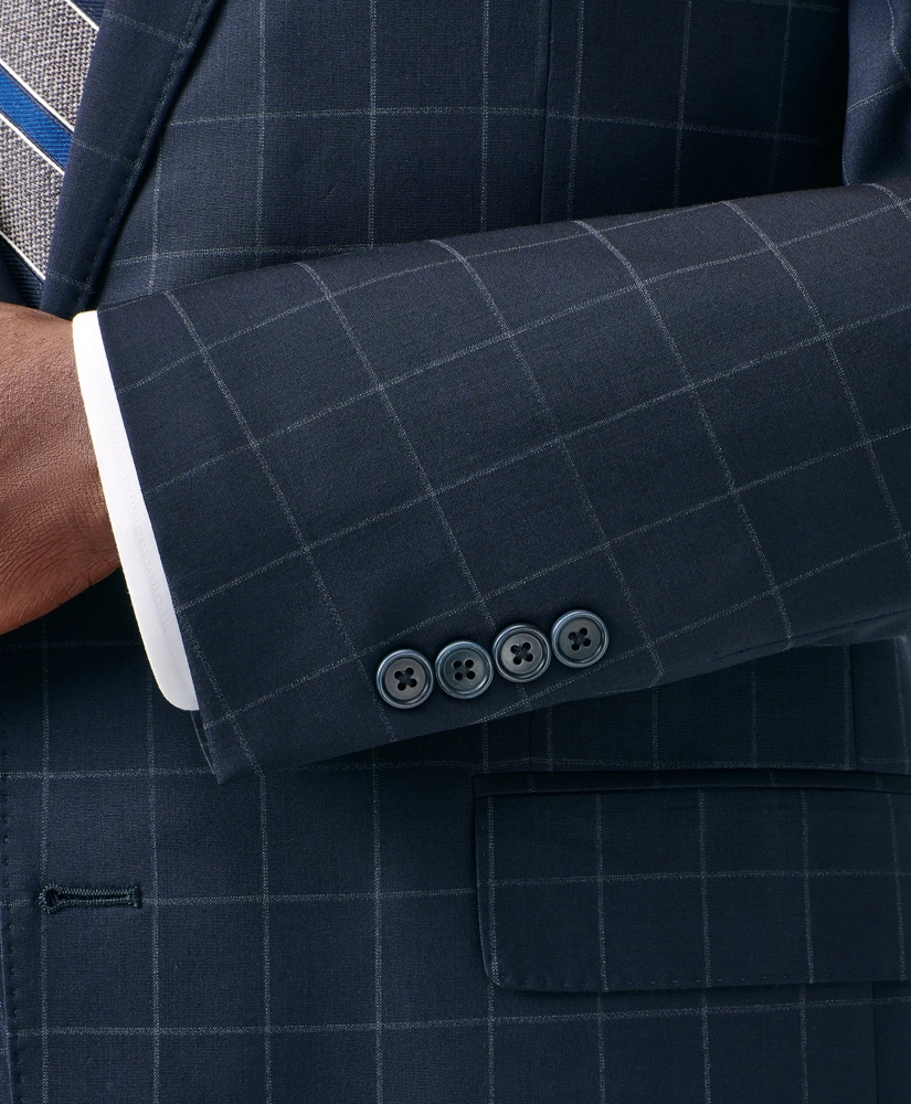 Classic-Fit Stretch Wool Blend Windowpane Suit Jacket, image 5