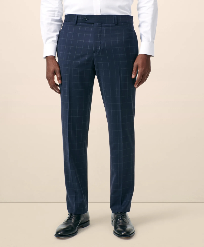 Classic-Fit Stretch Wool Blend Windowpane Suit Pants, image 2