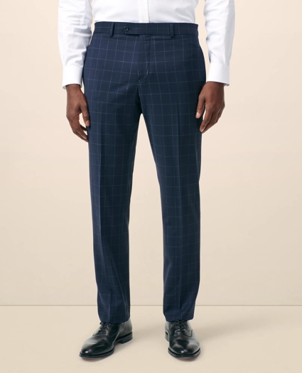 Classic-Fit Stretch Wool Blend Windowpane Suit Pants, image 2