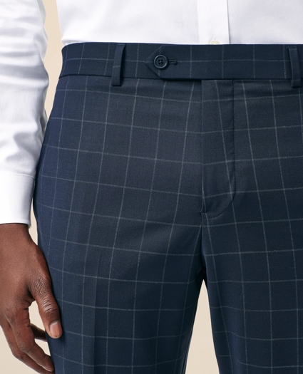 Classic-Fit Stretch Wool Blend Windowpane Suit Pants, image 3